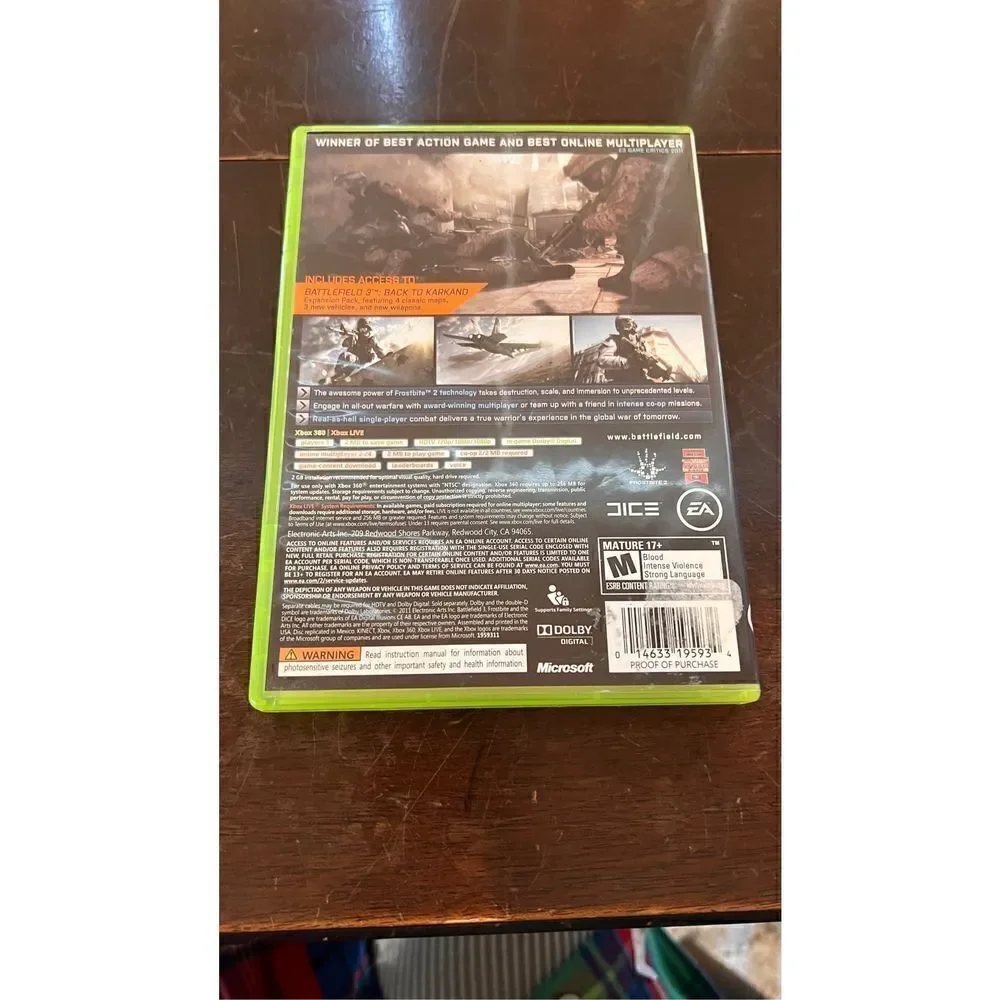 BATTLEFIELD 3 LIMITED EDITION XBOX 360 2 DISKS ORIGINAL MANUAL & CASE